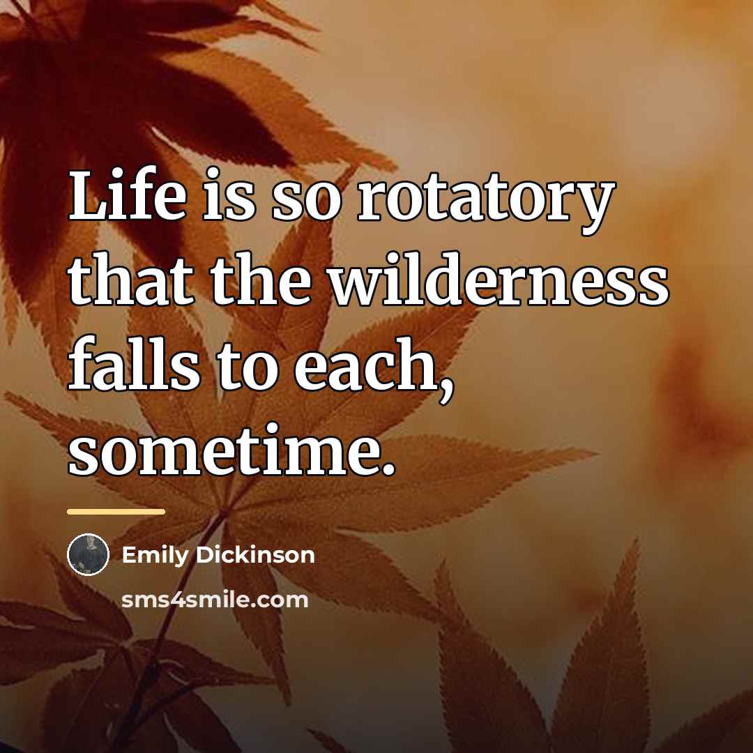 “Life is so rotatory that the wilderness falls to each,…” quote by Emily Dickinson