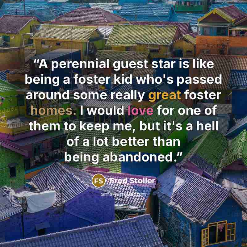 “A perennial guest star is like being a foster kid who's passed around some really great foster homes. I would love for one of them to keep me, but it's a hell of a lot better than being abandoned.” quote by Fred Stoller