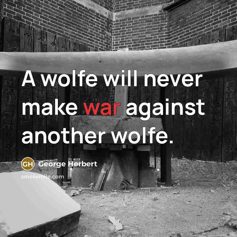 “A wolfe will never make war against another wolfe.” quote by George Herbert