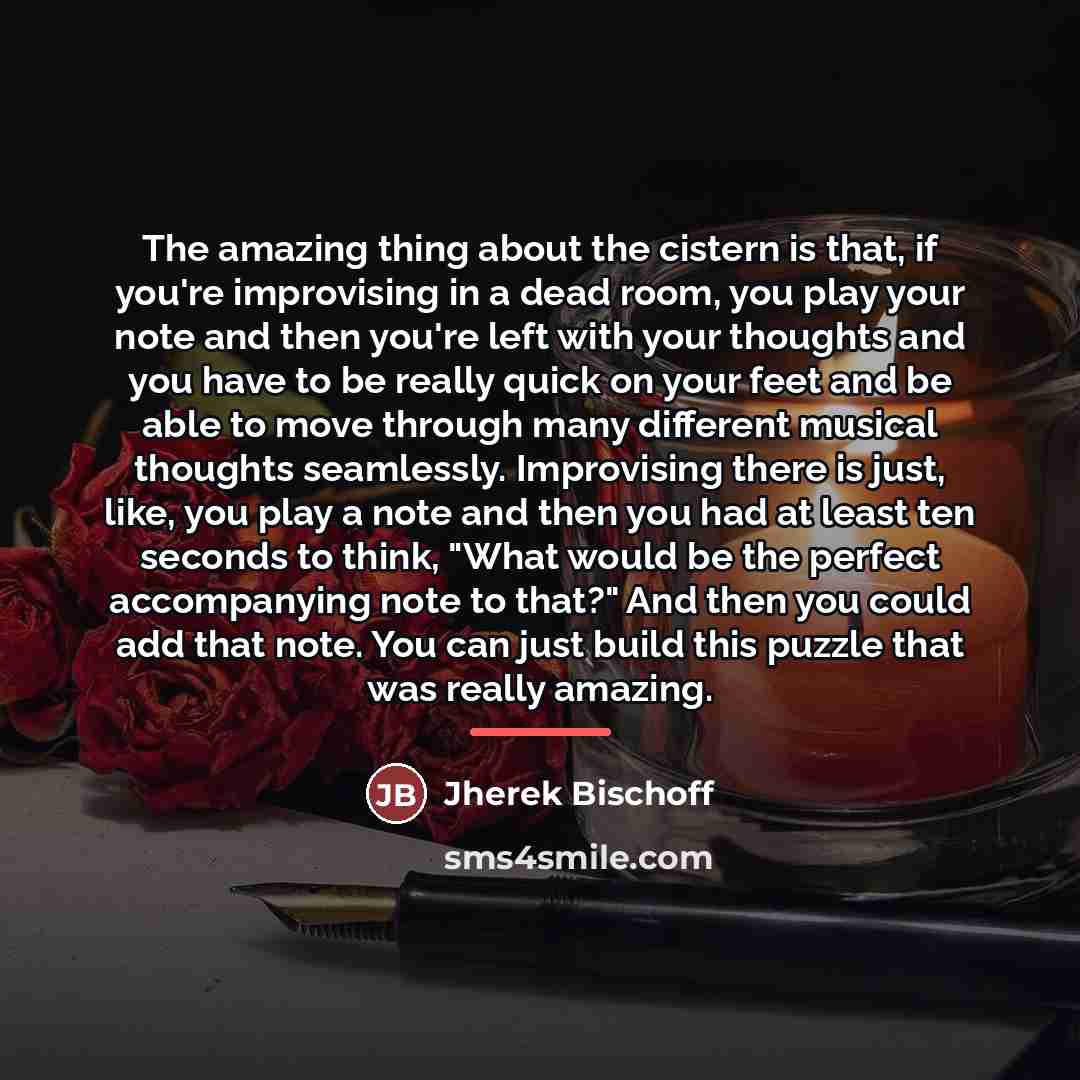 “The amazing thing about the cistern is that, if you're…” quote by Jherek Bischoff