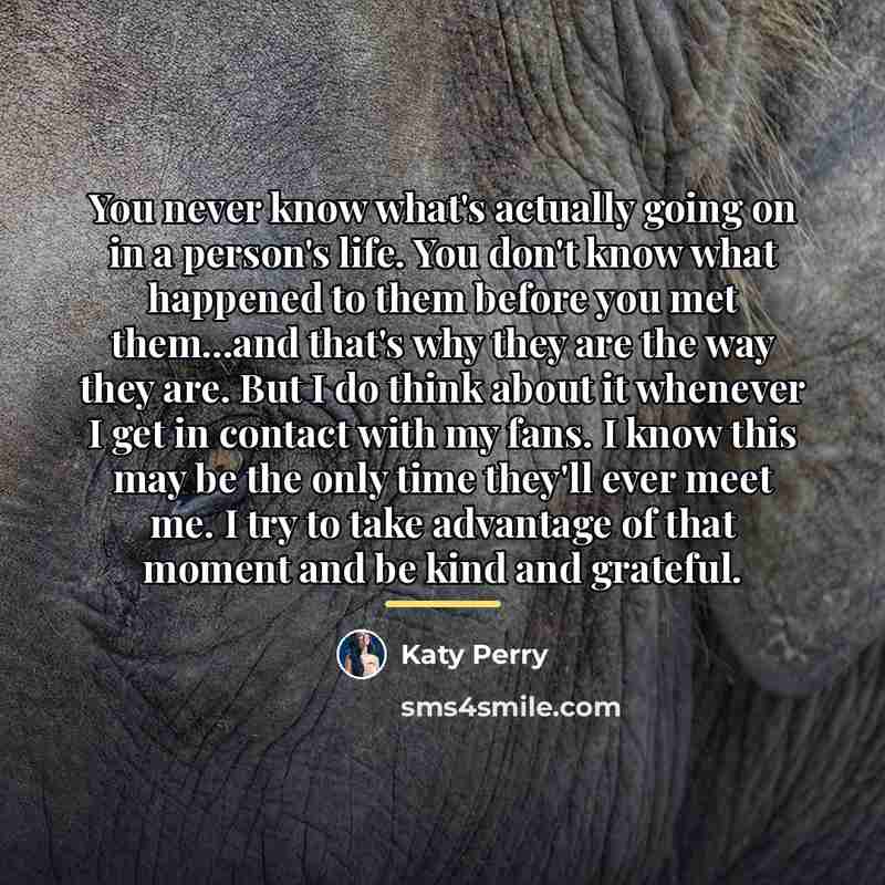 “You never know what's actually going on in a person's…” quote by Katy Perry