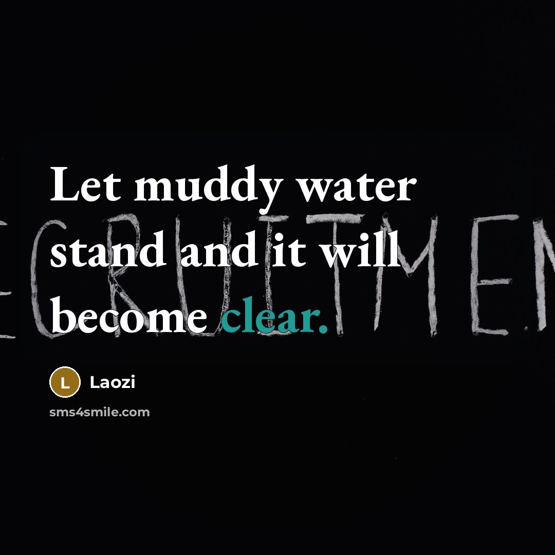 “Let muddy water stand and it will become clear.…” quote by Laozi
