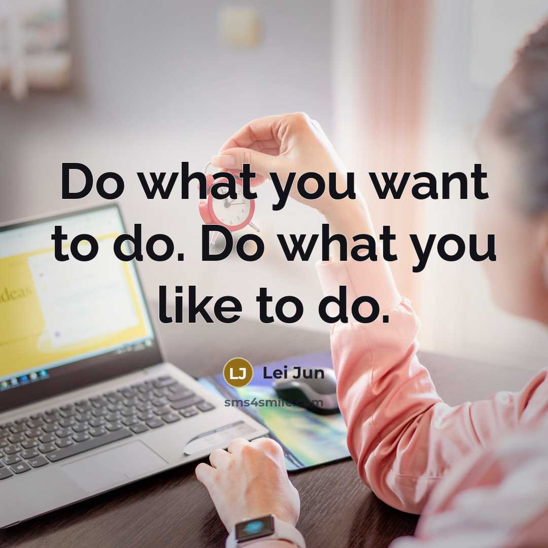 “Do what you want to do. Do what you like to do.” quote by Lei Jun