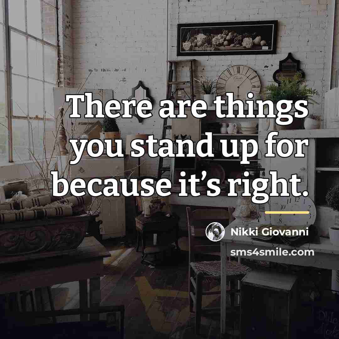 “There are things you stand up for because it’s right.…” quote by Nikki Giovanni