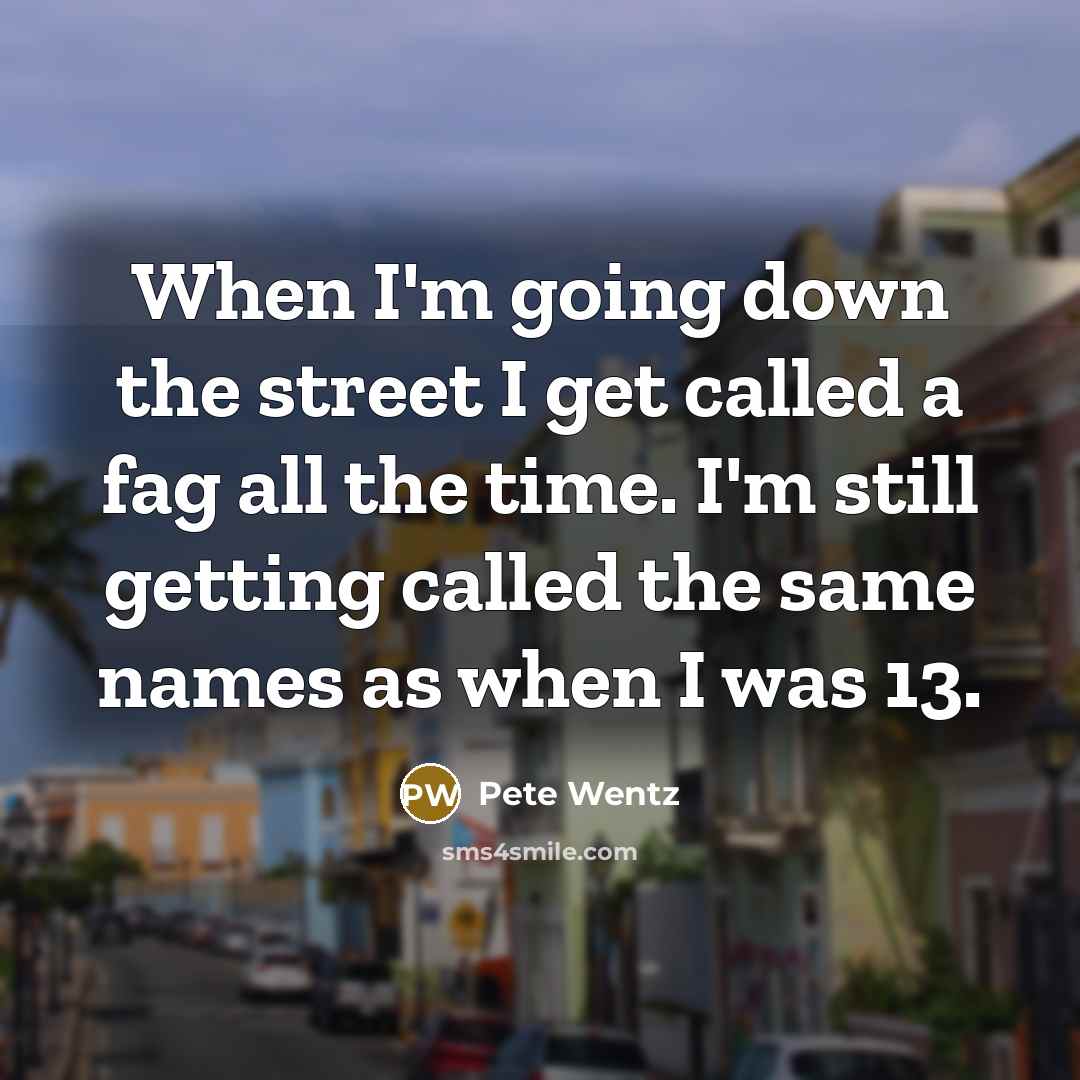 “When I'm going down the street I get called a…” quote by Pete Wentz