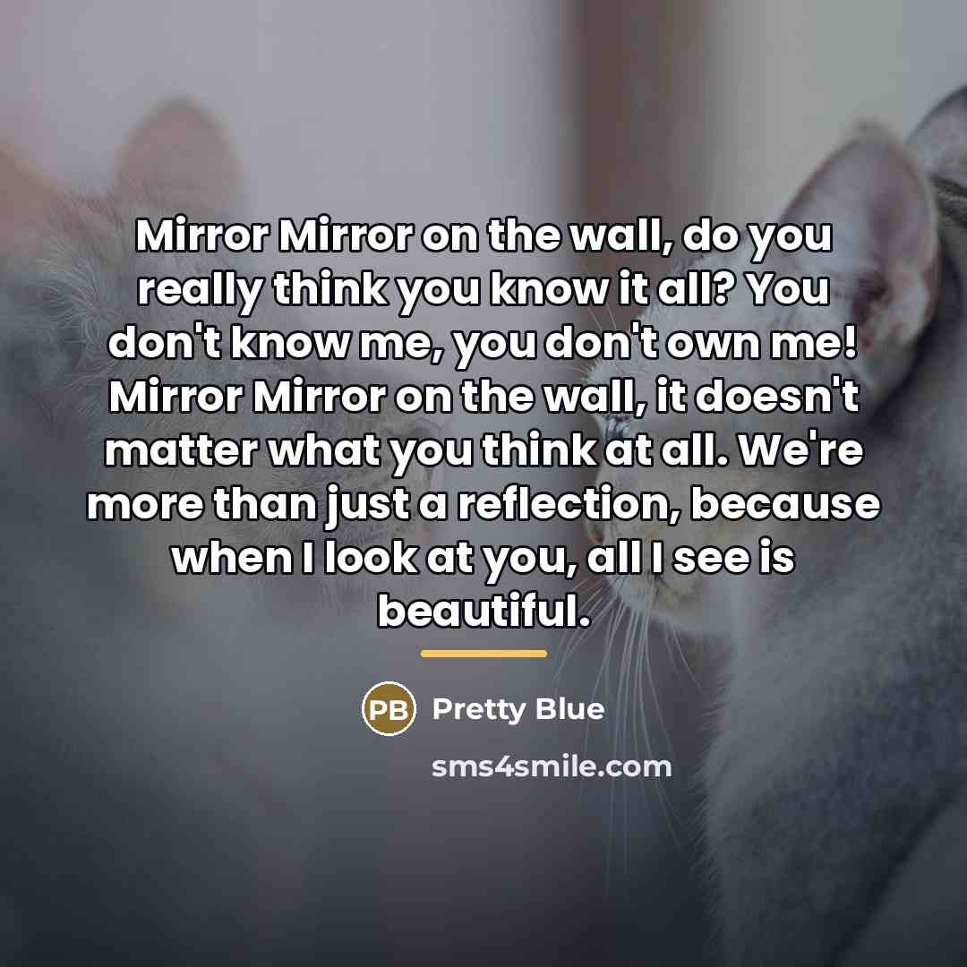 “Mirror Mirror on the wall, do you really think you…” quote by Pretty Blue