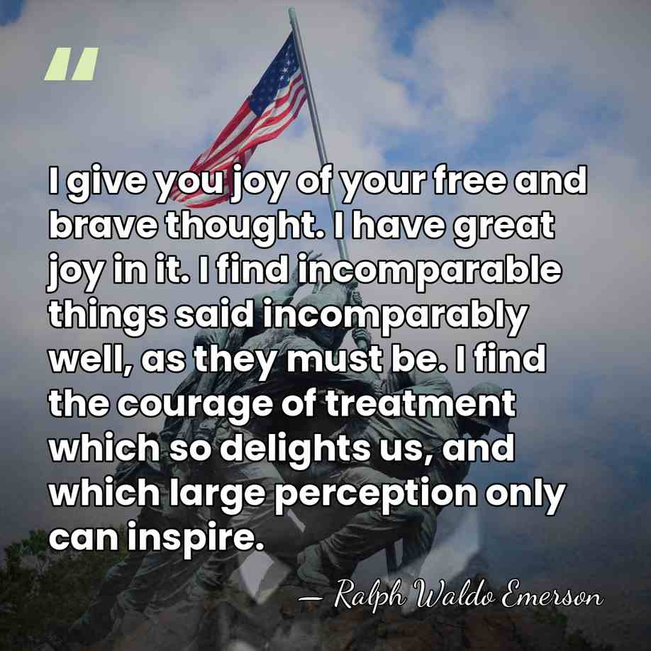 I give you joy of your free and brave thought. I have&hellip; - Ralph Waldo Emerson