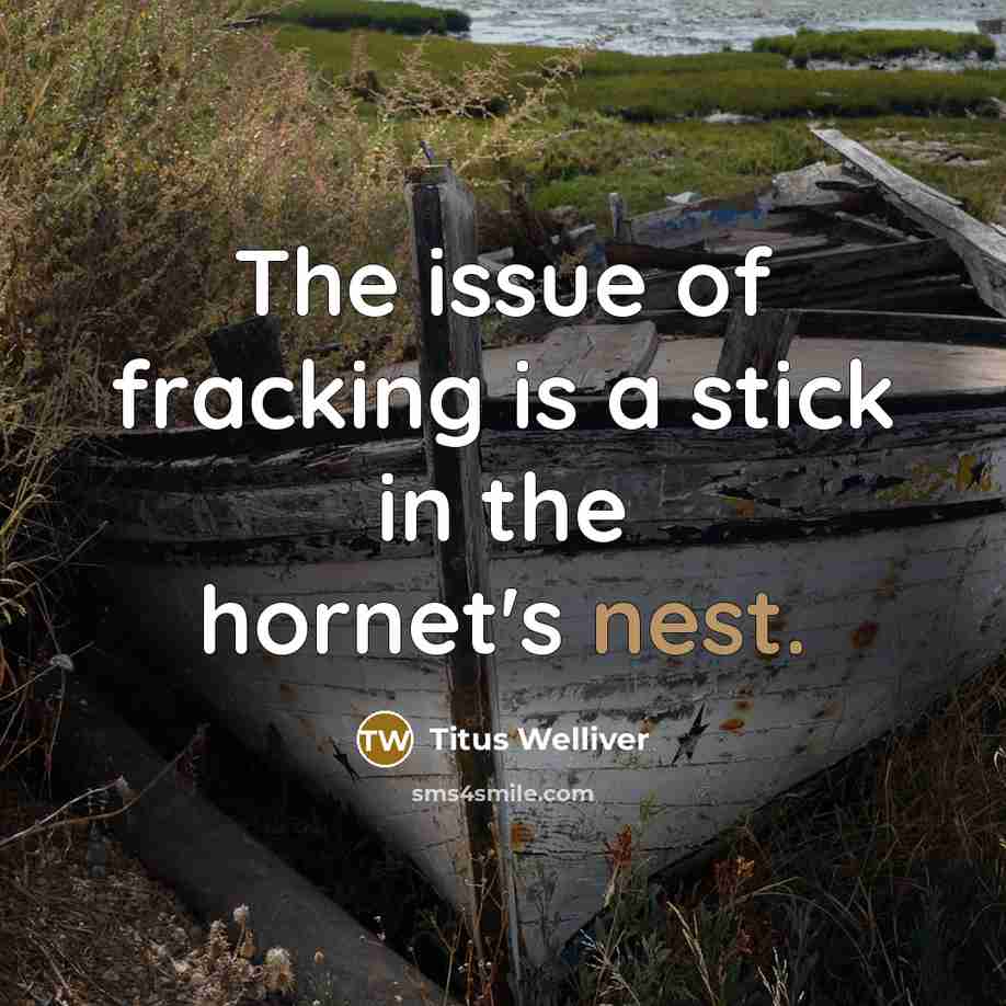 “The issue of fracking is a stick in the hornet's…” quote by Titus Welliver