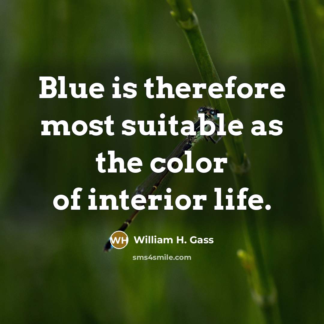 “Blue is therefore most suitable as the color of interior…” quote by William H. Gass