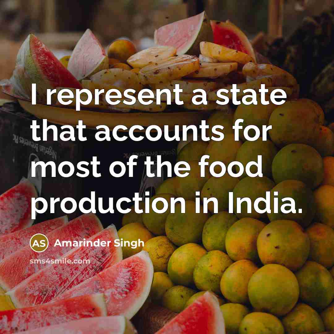 “I represent a state that accounts for most of the…” quote by Amarinder Singh
