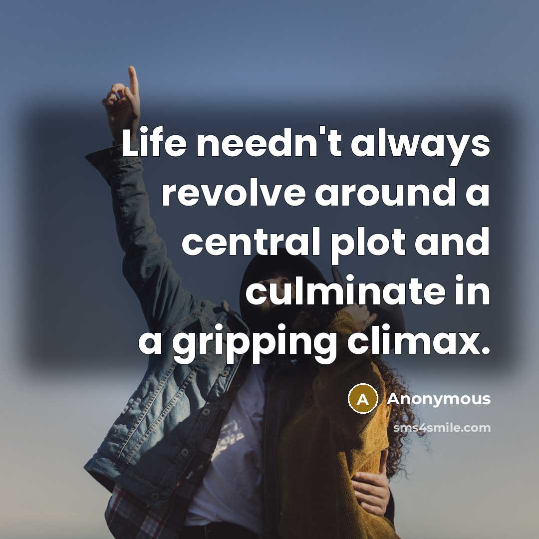 “Life needn't always revolve around a central plot and culminate in a gripping climax.” quote by Anonymous