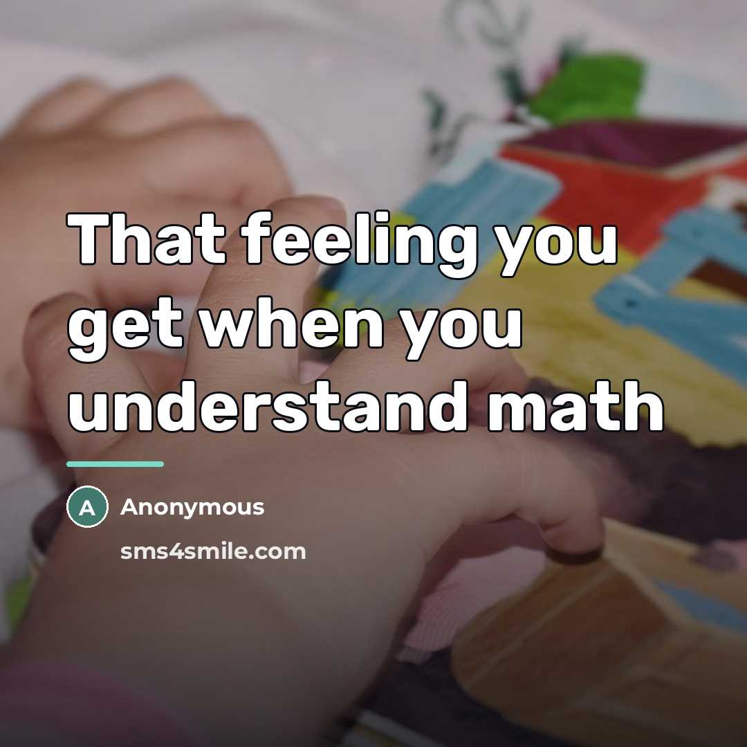 “That feeling you get when you understand math…” quote by Anonymous