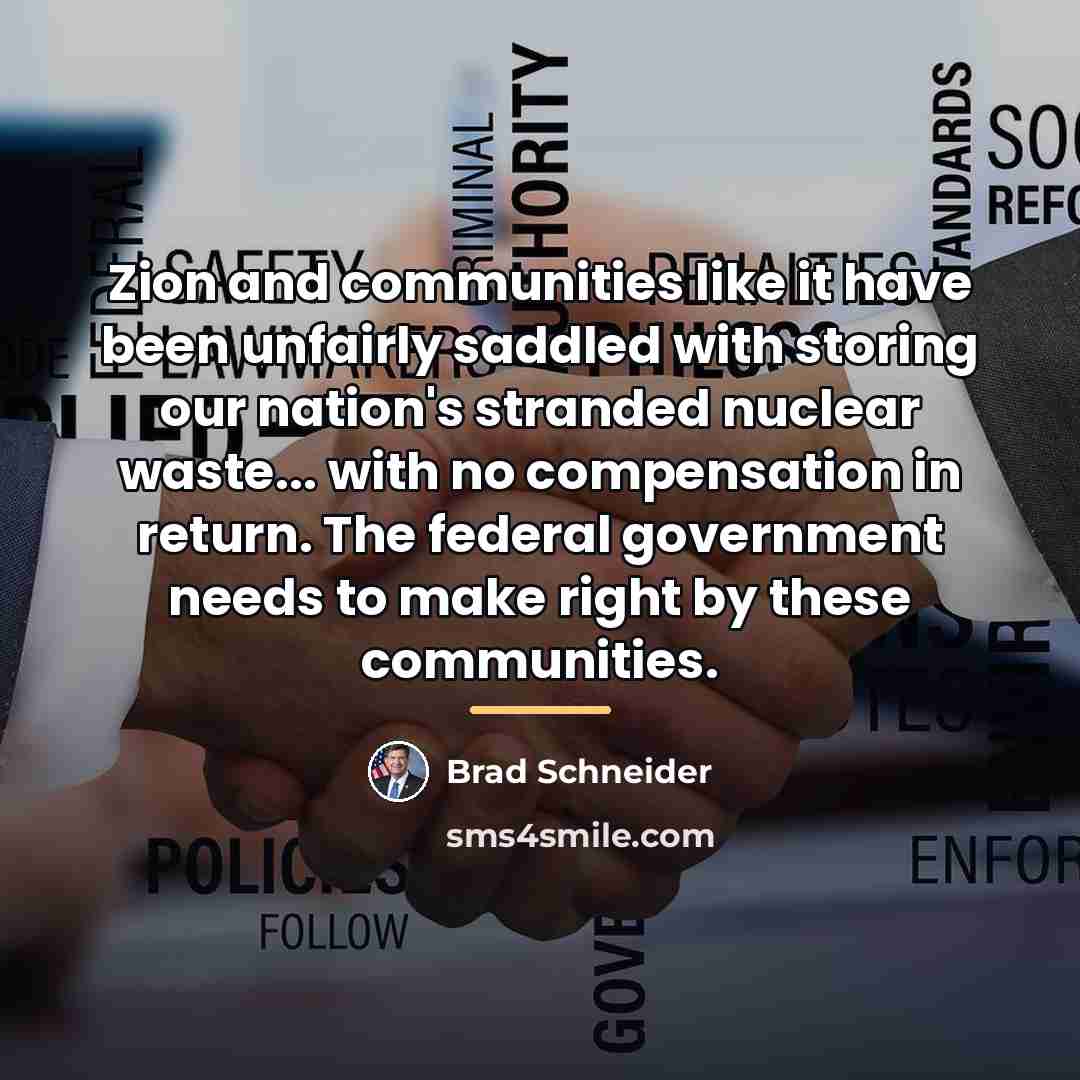 “Zion and communities like it have been unfairly saddled with…” quote by Brad Schneider