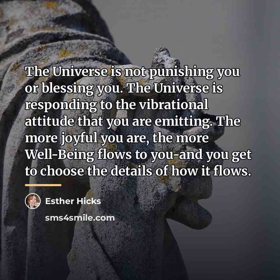 “The Universe is not punishing you or blessing you. The…” quote by Esther Hicks