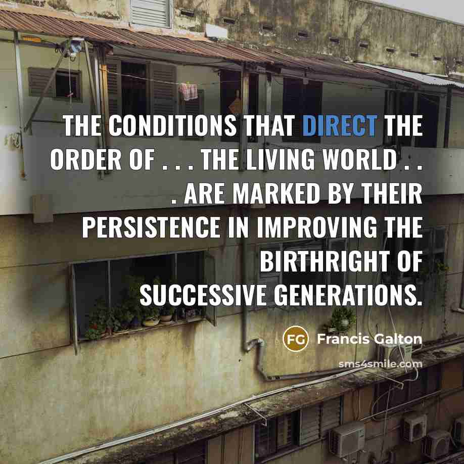 “The conditions that direct the order of . . .…” quote by Francis Galton