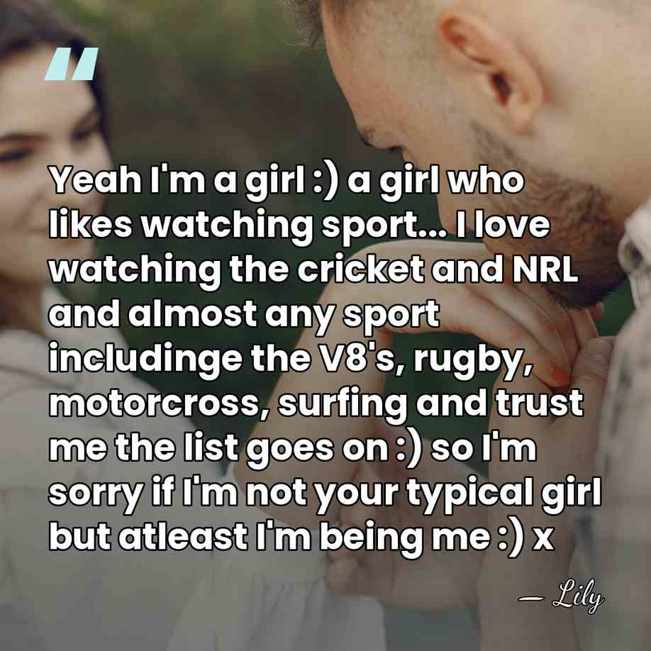 Yeah I'm a girl :) a girl who likes watching sport... I&hellip; - Lily