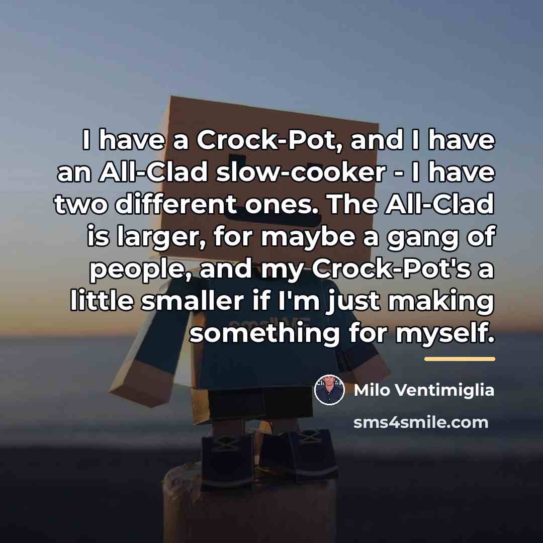 “I have a Crock-Pot, and I have an All-Clad slow-cooker…” quote by Milo Ventimiglia