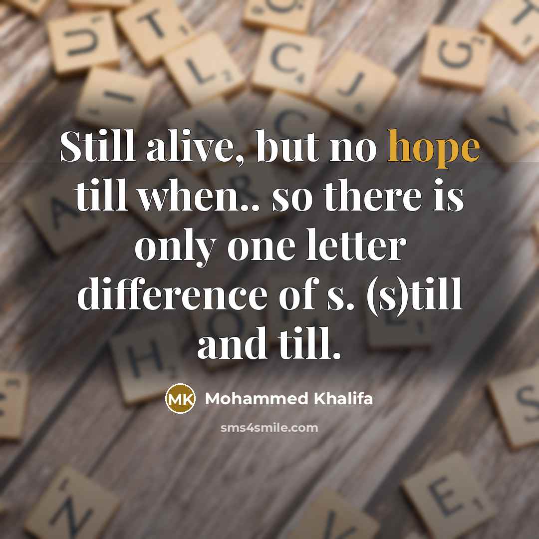 “Still alive, but no hope till when.. so there is…” quote by Mohammed Khalifa