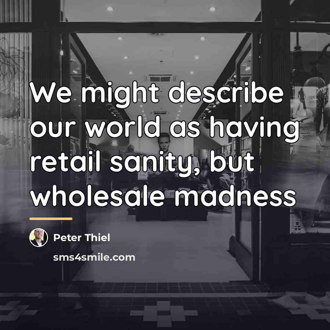 “We might describe our world as having retail sanity, but…” quote by Peter Thiel