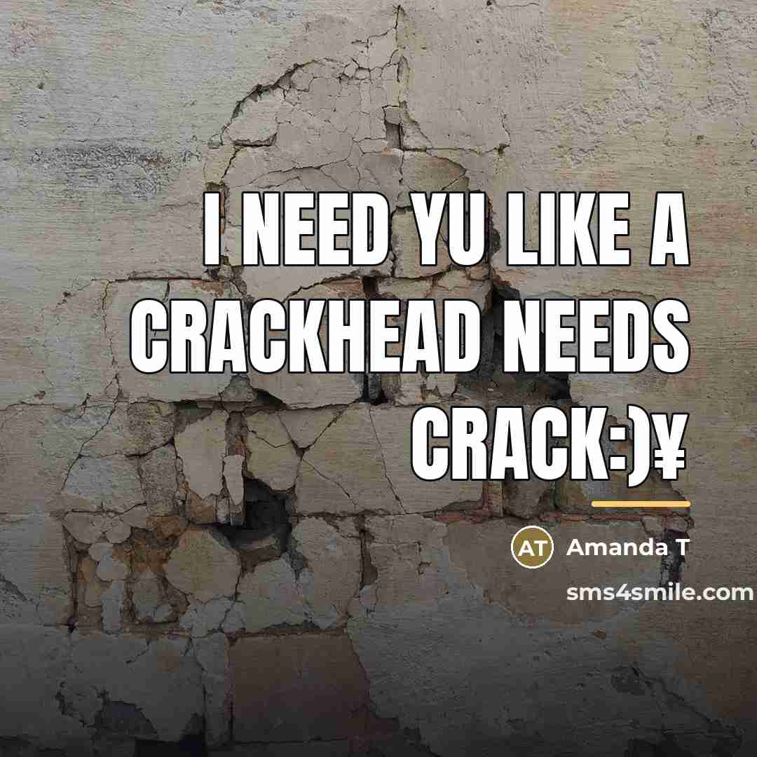 “I need yu like a crackhead needs crack:)¥…” quote by Amanda T