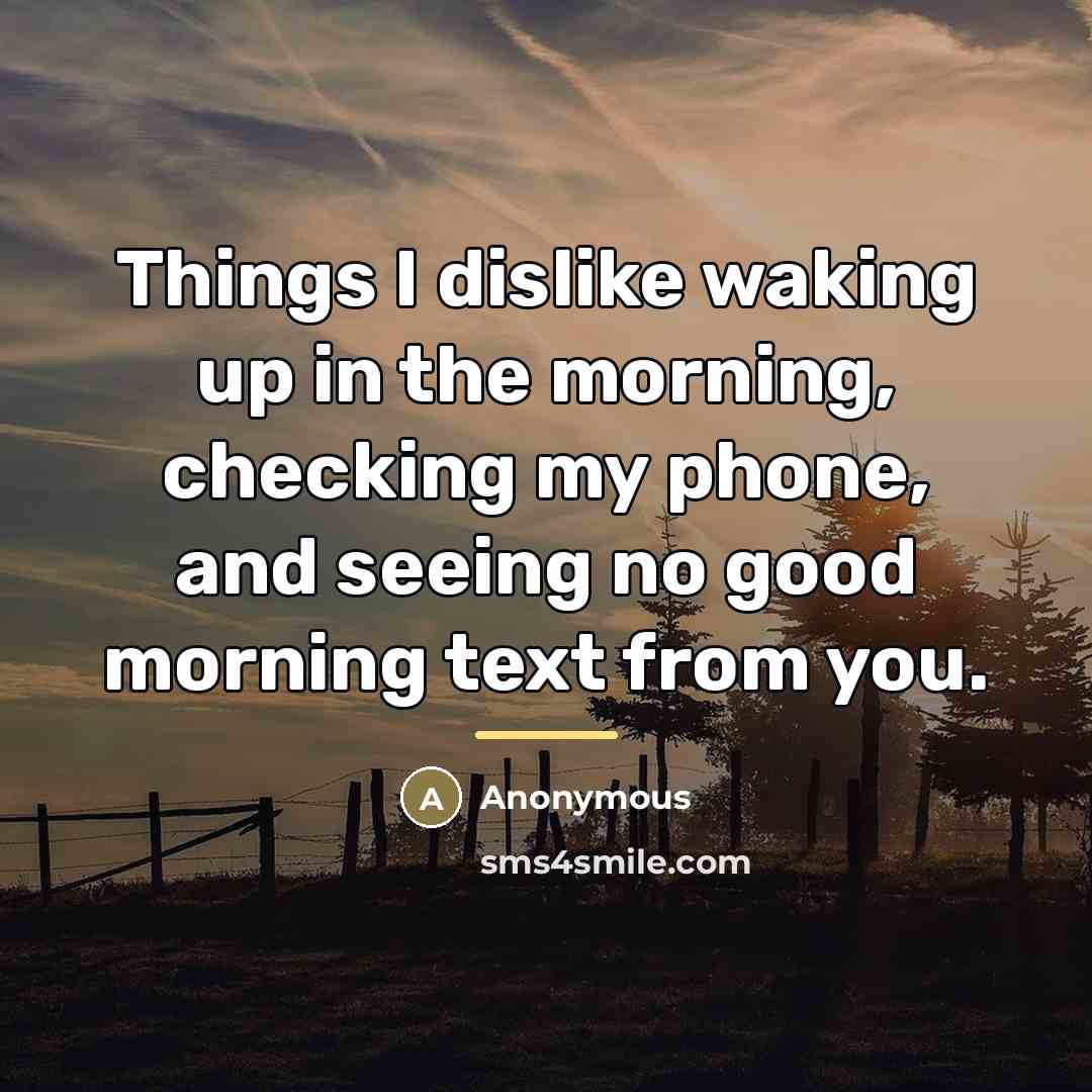 “Things I dislike waking up in the morning, checking my…” quote by Anonymous