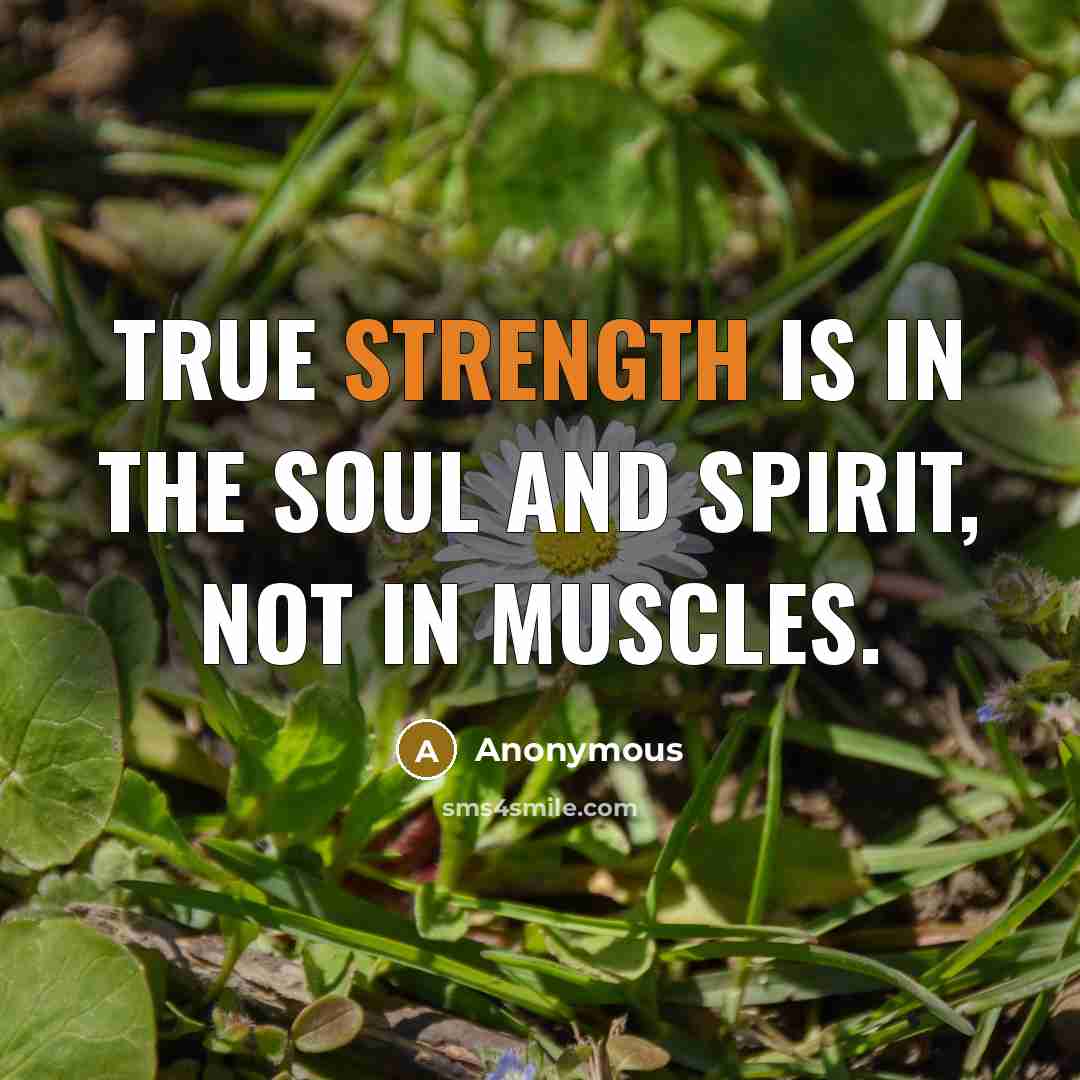 “True strength is in the soul and spirit, not in…” quote by Anonymous