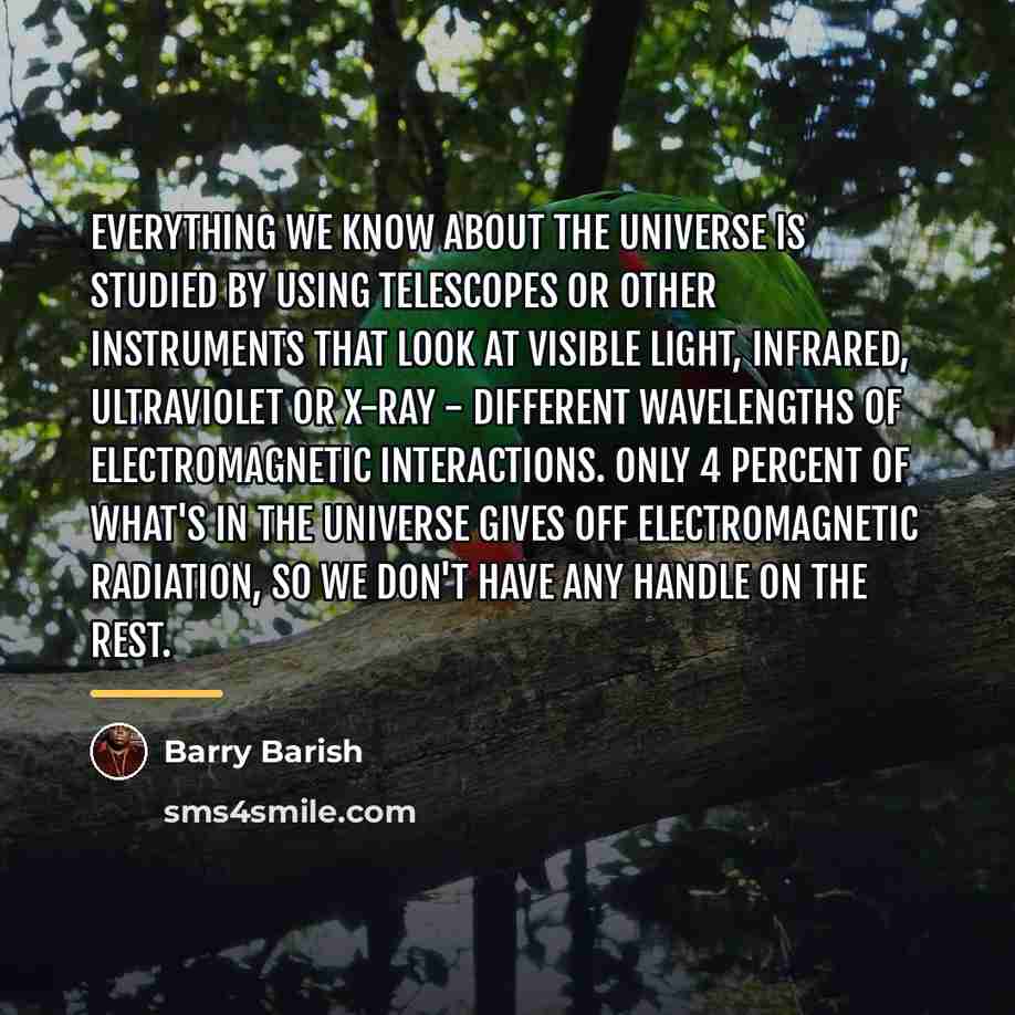 “Everything we know about the universe is studied by using…” quote by Barry Barish