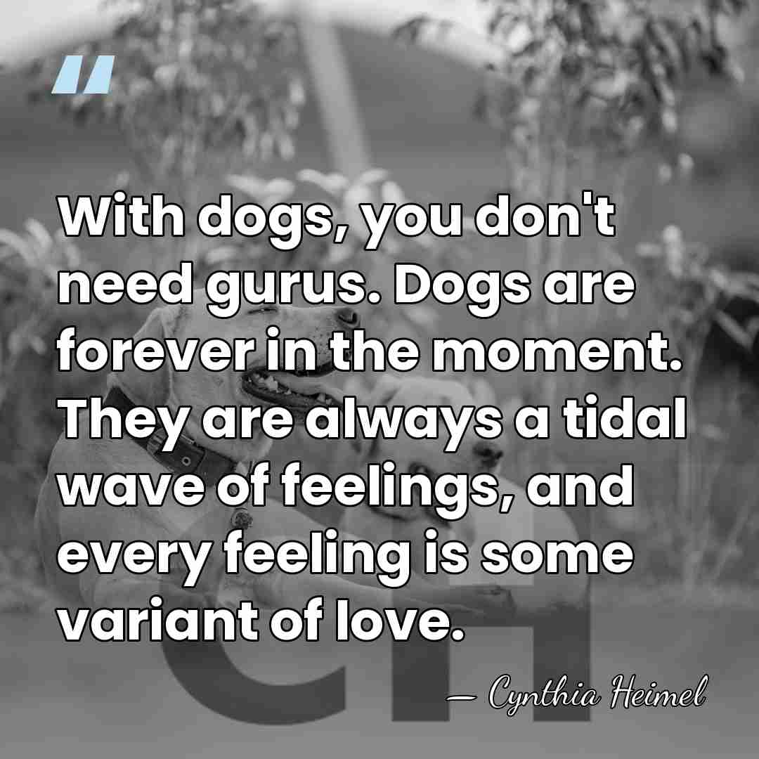 With dogs, you don't need gurus. Dogs are forever in the moment.&hellip; - Cynthia Heimel