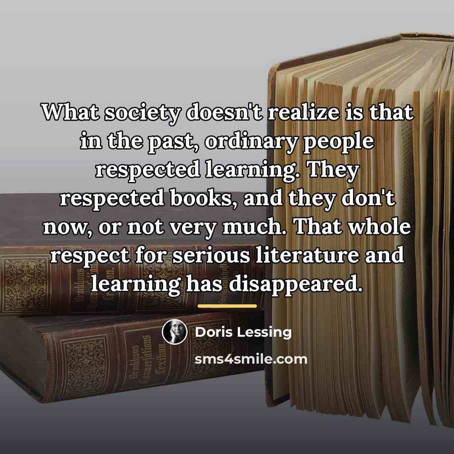 “What society doesn't realize is that in the past, ordinary…” quote by Doris Lessing