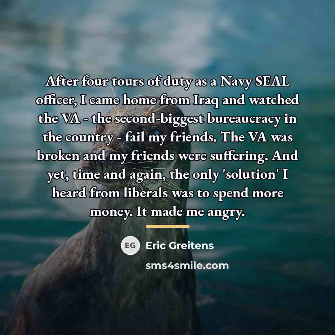 “After four tours of duty as a Navy SEAL officer,…” quote by Eric Greitens