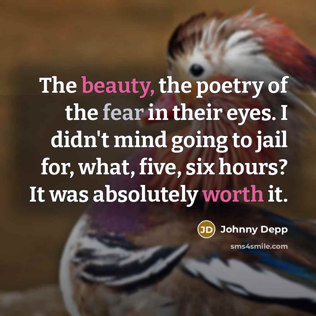 “The beauty, the poetry of the fear in their eyes.…” quote by Johnny Depp