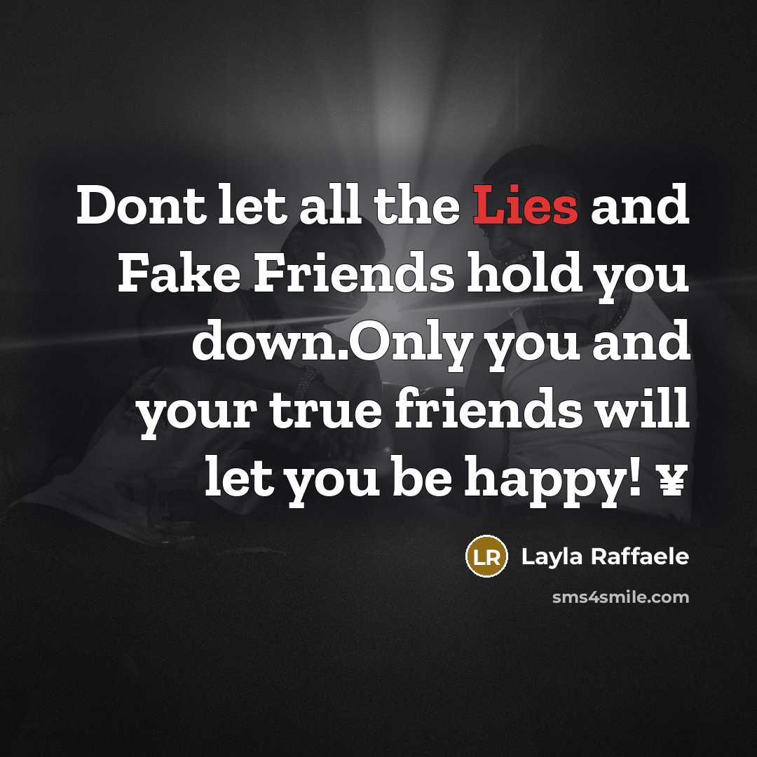 “Dont let all the Lies and Fake Friends hold you down.Only you and your true friends will let you be happy! ¥” quote by Layla Raffaele