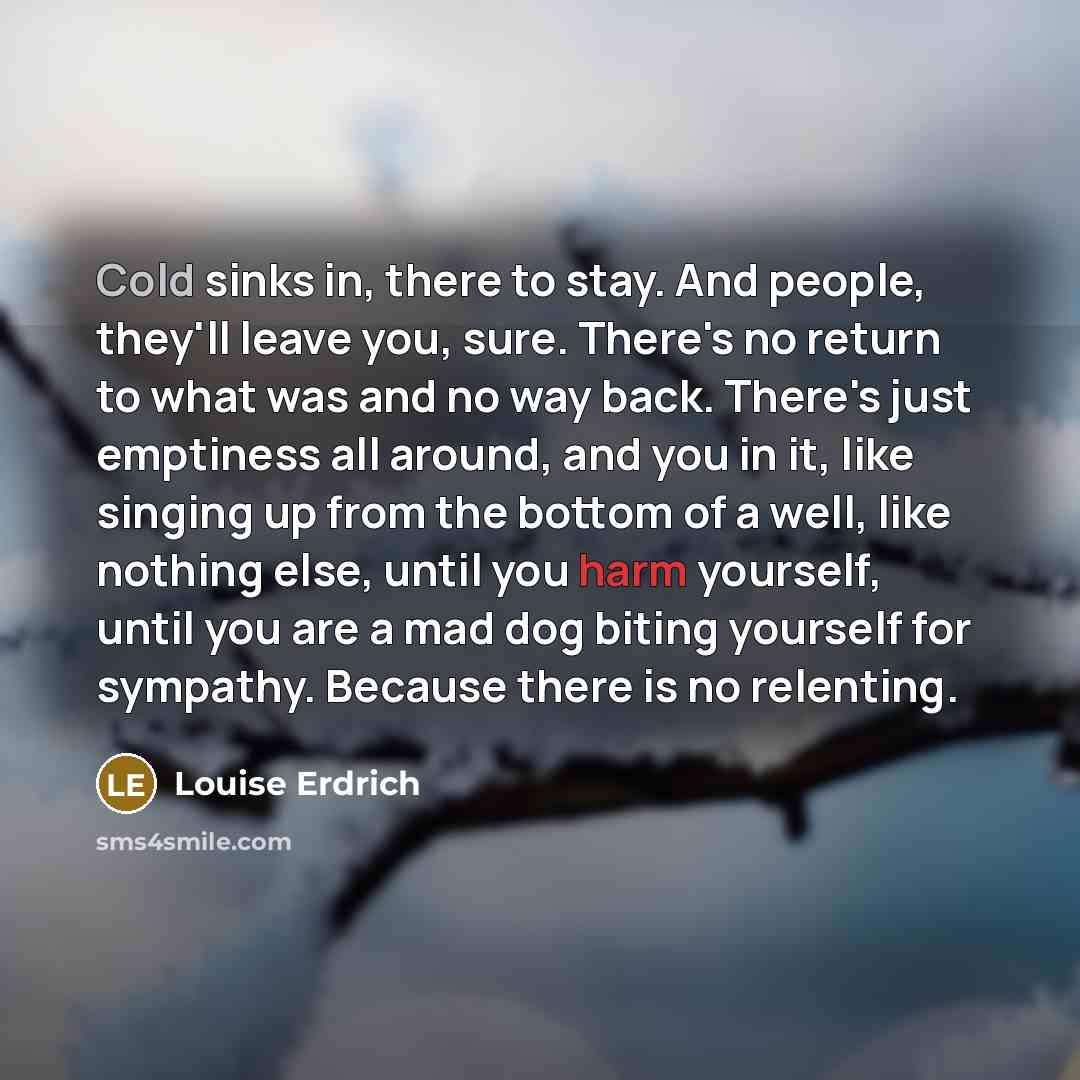 “Cold sinks in, there to stay. And people, they'll leave…” quote by Louise Erdrich