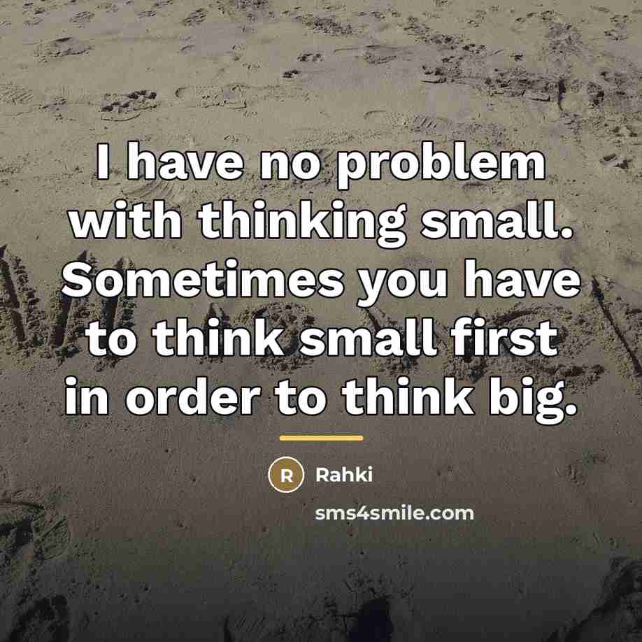 “I have no problem with thinking small. Sometimes you have…” quote by Rahki