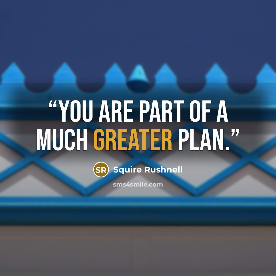 “You are part of a much greater plan.” quote by Squire Rushnell