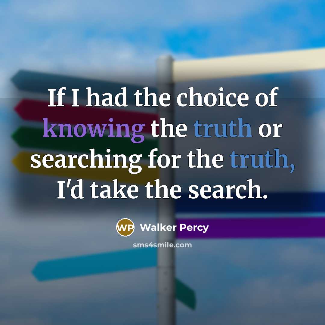 “If I had the choice of knowing the truth or…” quote by Walker Percy