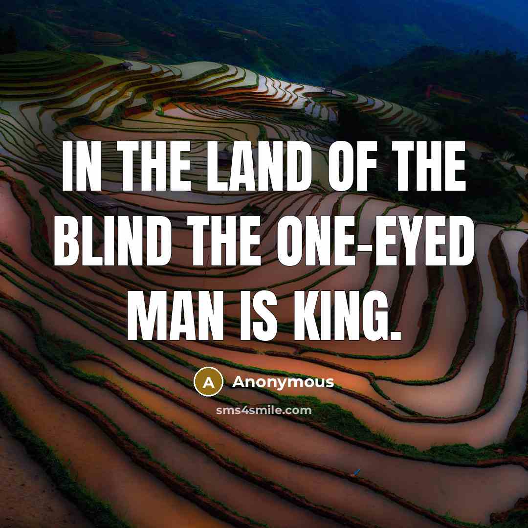 “In the land of the blind the one-eyed man is…” quote by Anonymous