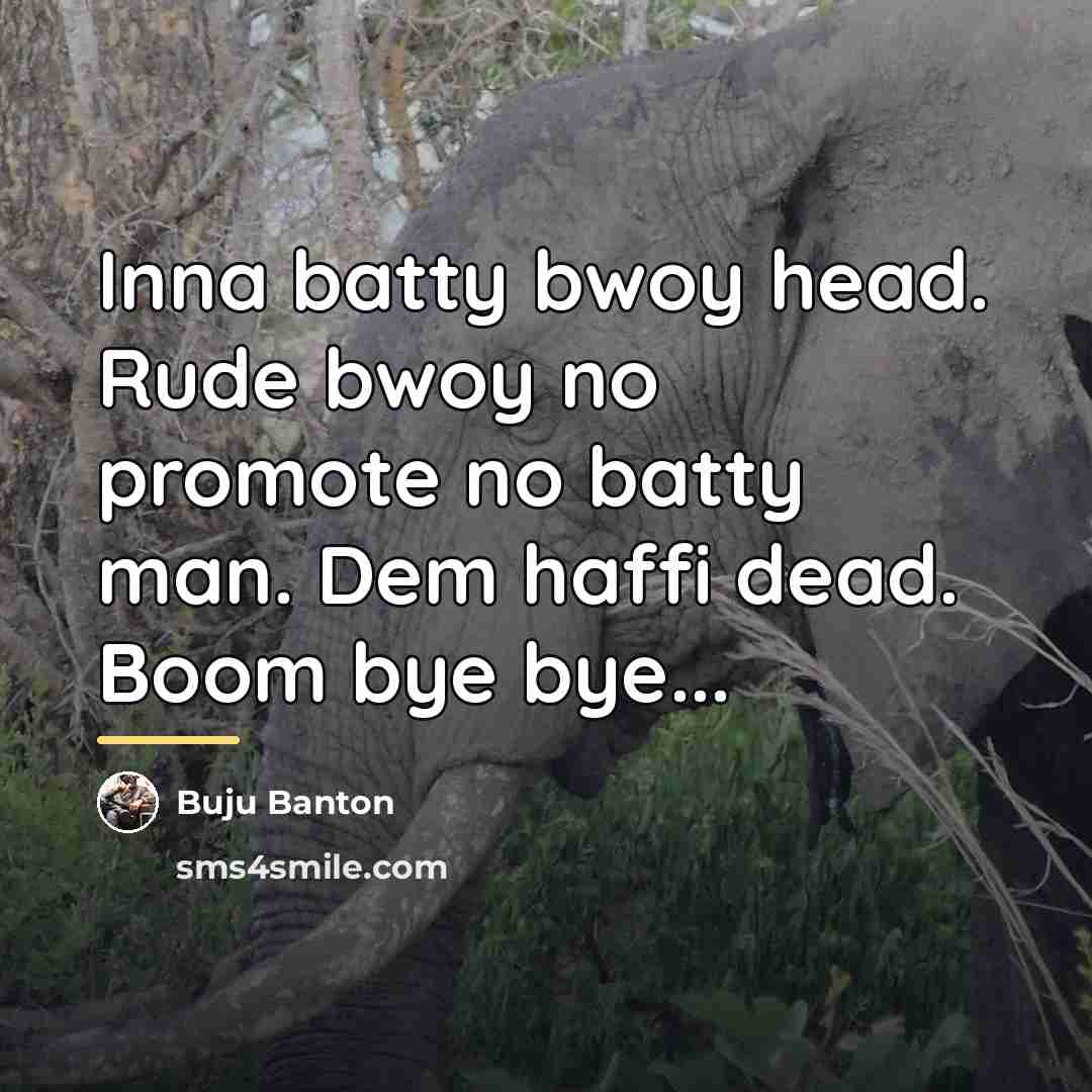 “Inna batty bwoy head. Rude bwoy no promote no batty…” quote by Buju Banton