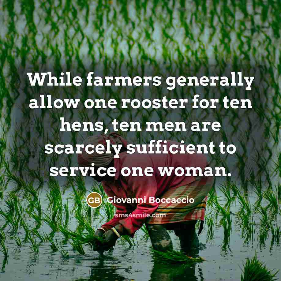 “While farmers generally allow one rooster for ten hens, ten…” quote by Giovanni Boccaccio