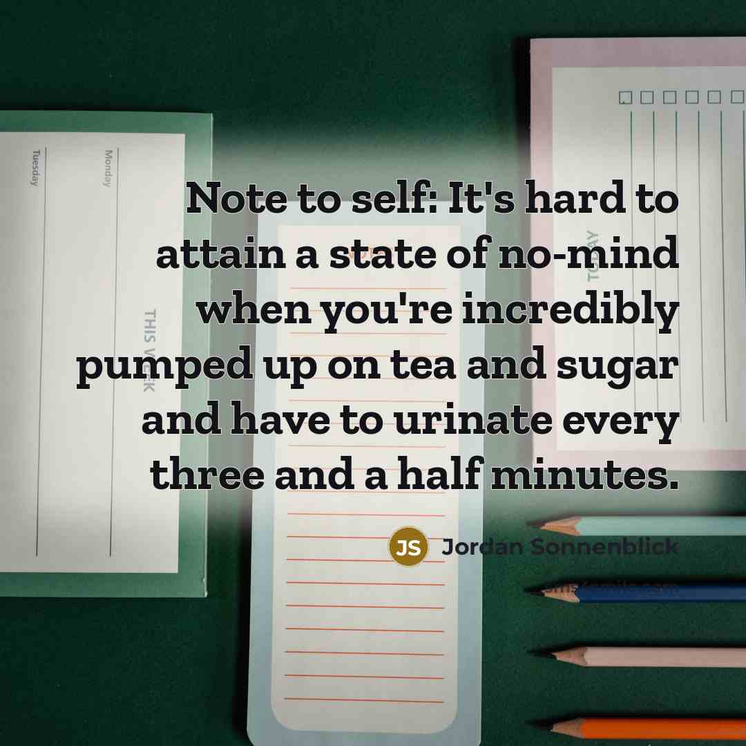 “Note to self: It's hard to attain a state of…” quote by Jordan Sonnenblick