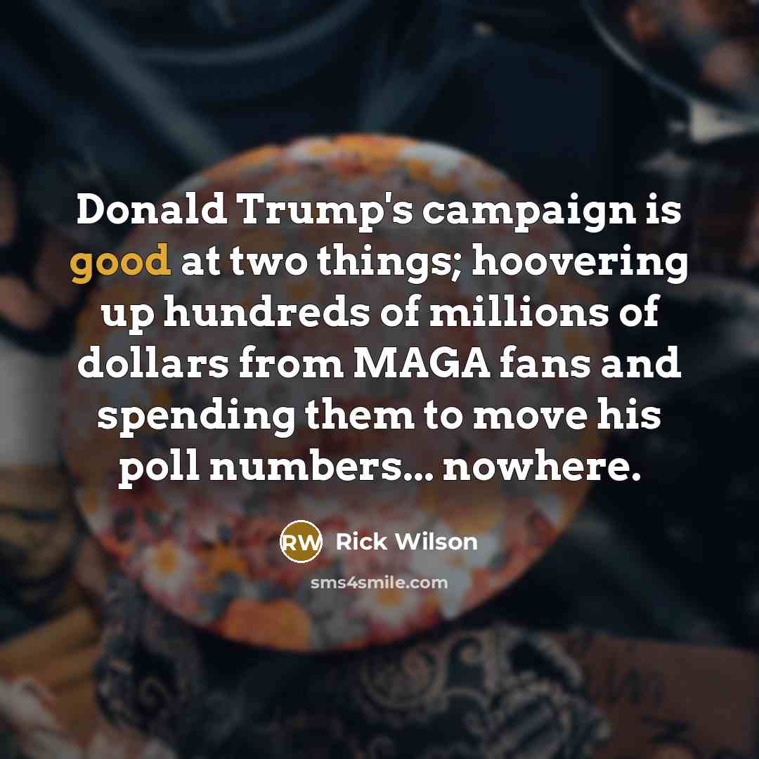 “Donald Trump's campaign is good at two things; hoovering up…” quote by Rick Wilson