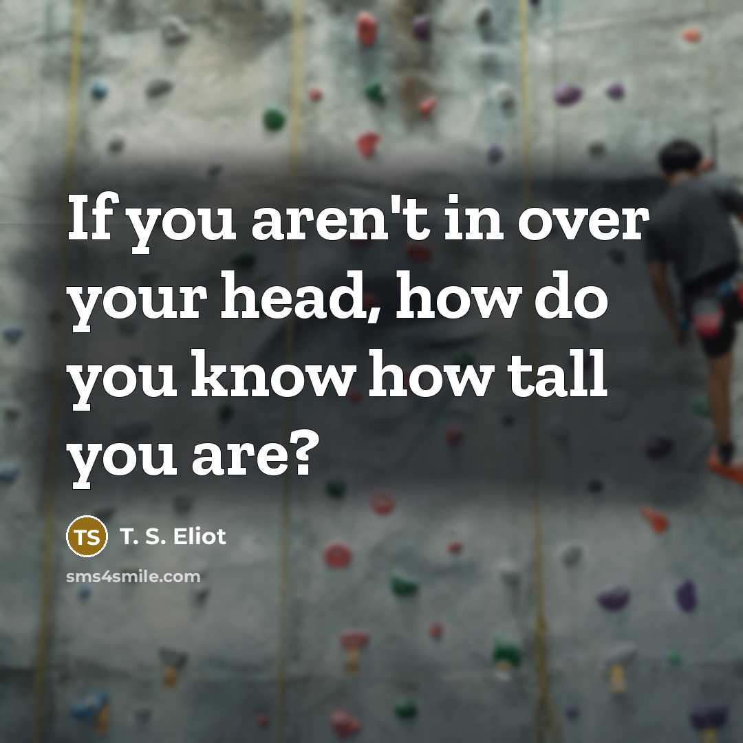 “If you aren't in over your head, how do you…” quote by T. S. Eliot