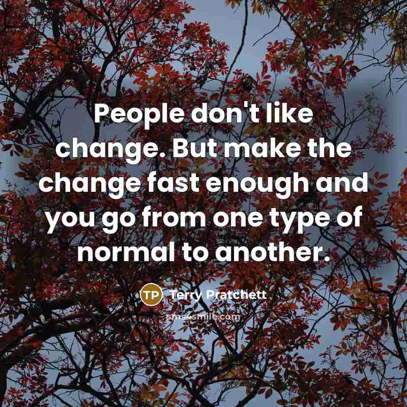 “People don't like change. But make the change fast enough…” quote by Terry Pratchett