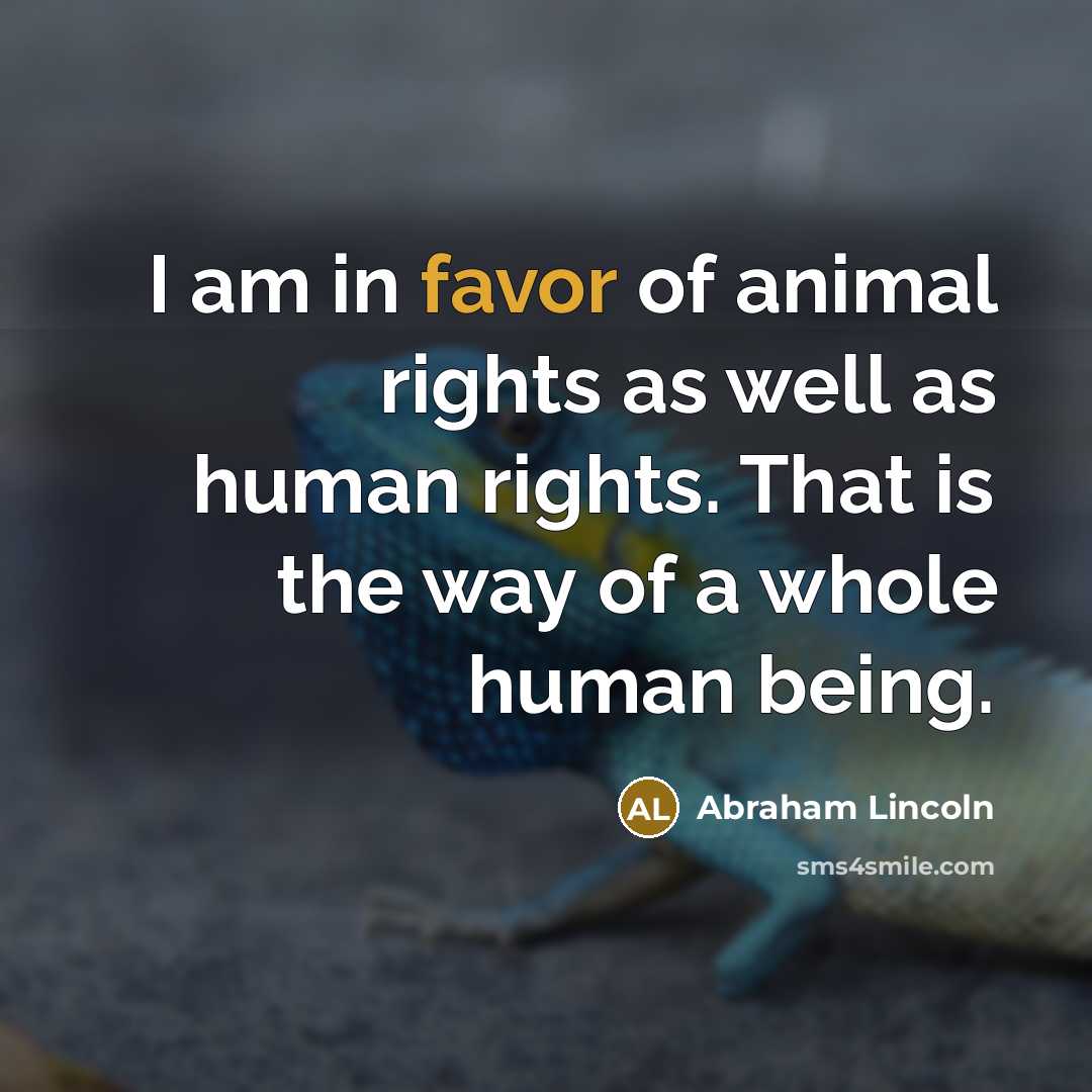 “I am in favor of animal rights as well as…” quote by Abraham Lincoln