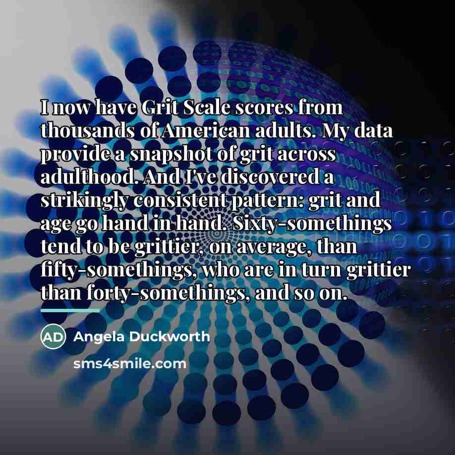 “I now have Grit Scale scores from thousands of American…” quote by Angela Duckworth