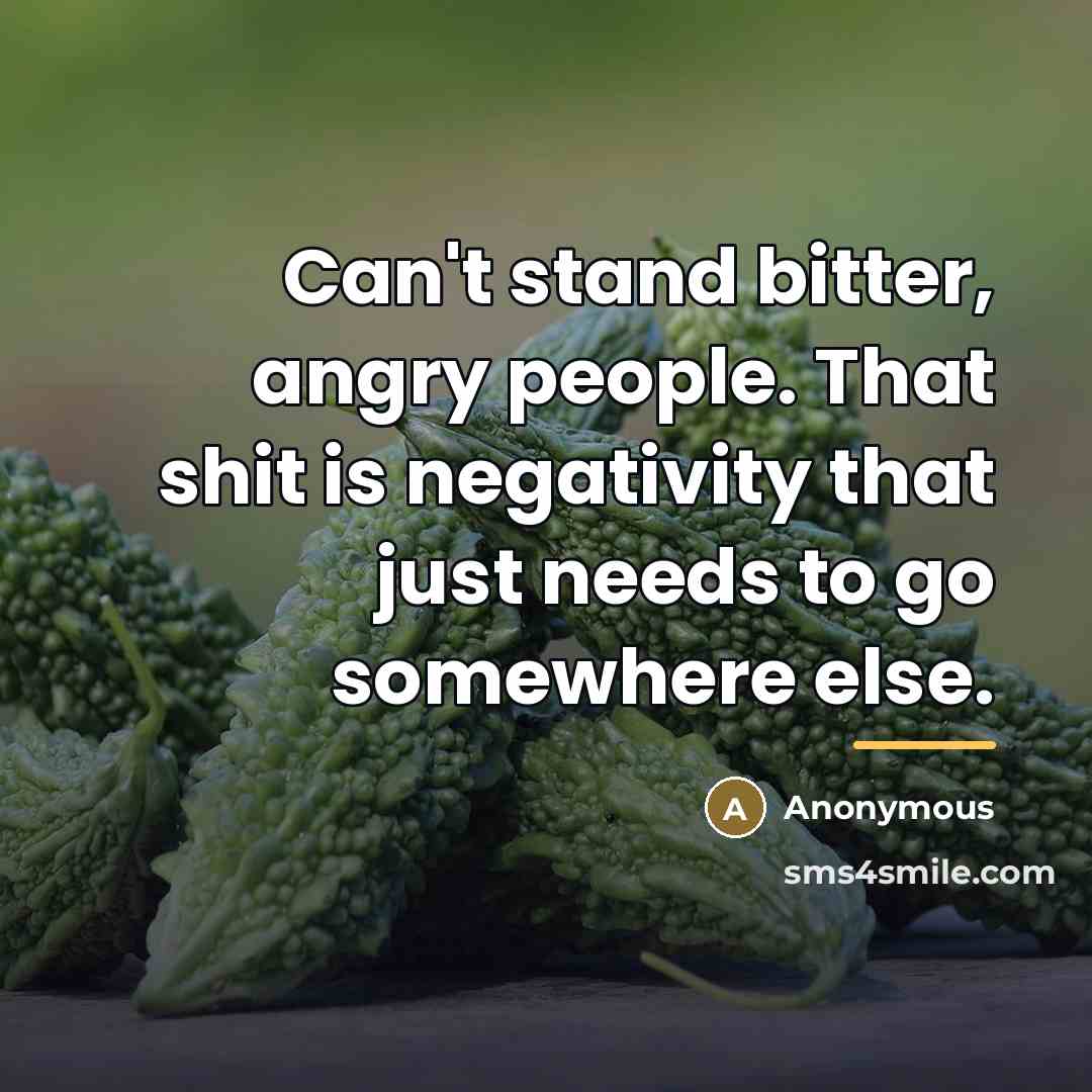 “Can't stand bitter, angry people. That shit is negativity that…” quote by Anonymous