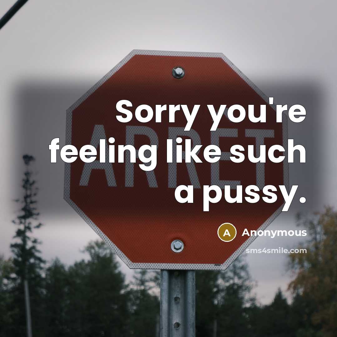 “Sorry you're feeling like such a pussy.…” quote by Anonymous