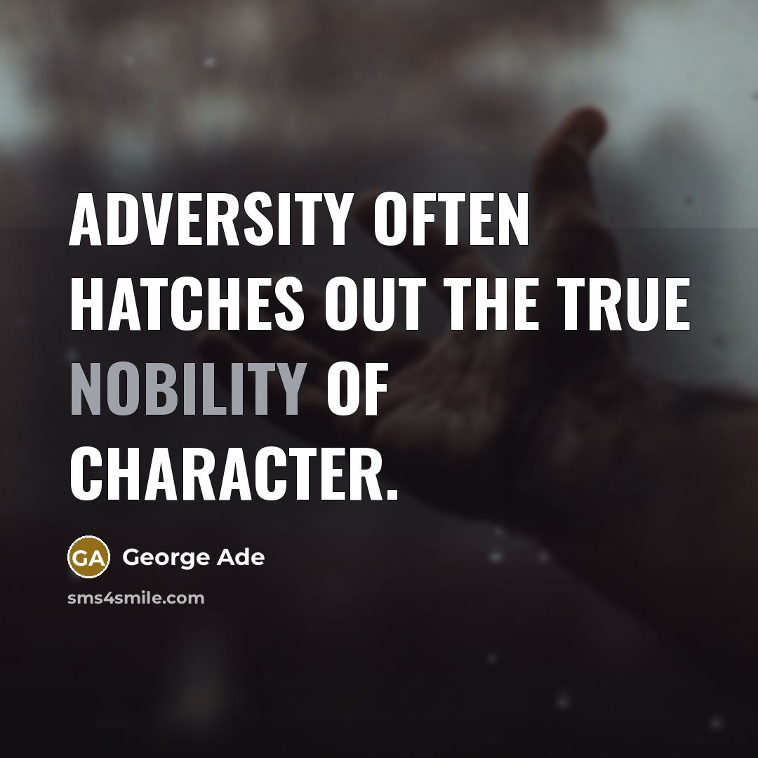 “Adversity often hatches out the true nobility of character.…” quote by George Ade