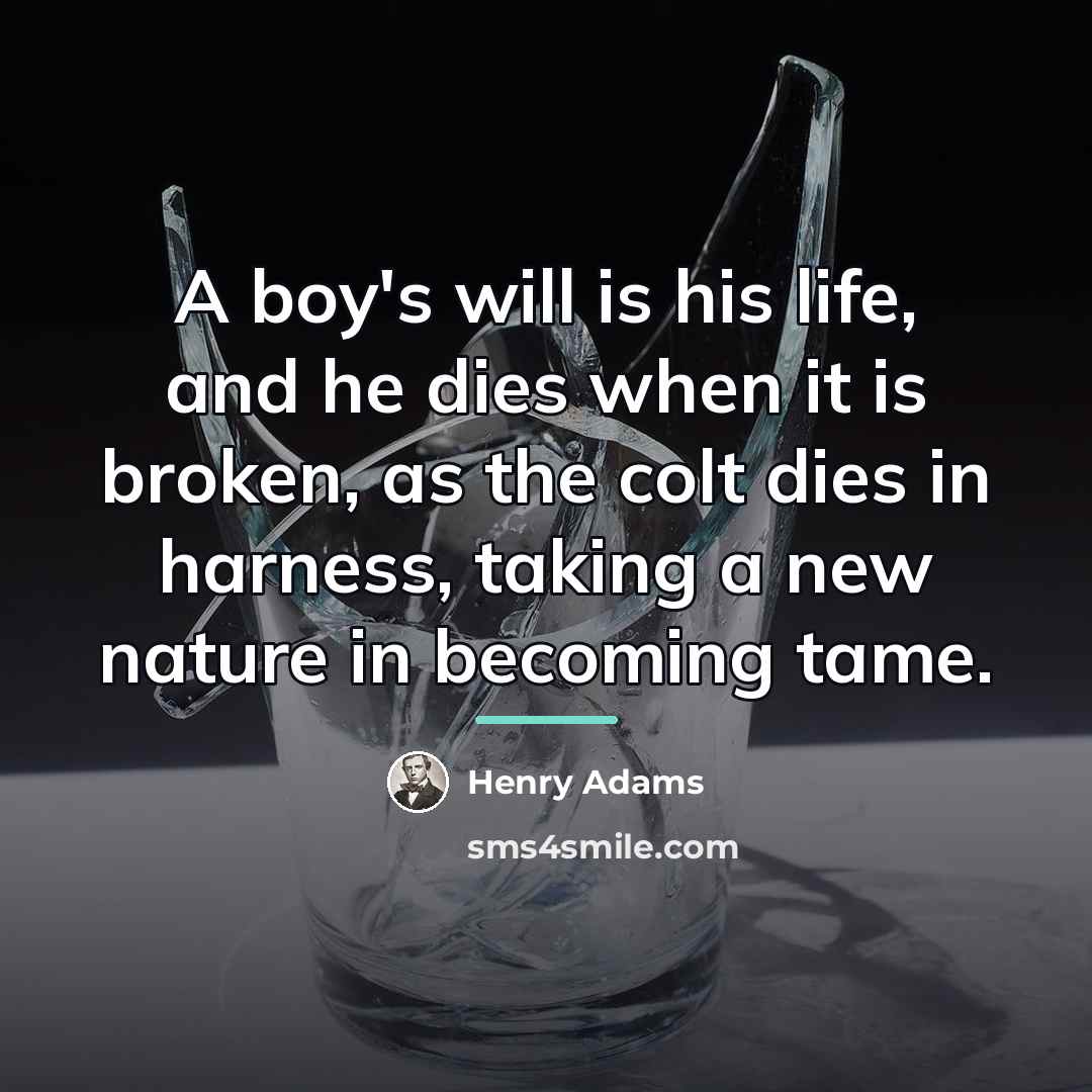 “A boy's will is his life, and he dies when…” quote by Henry Adams