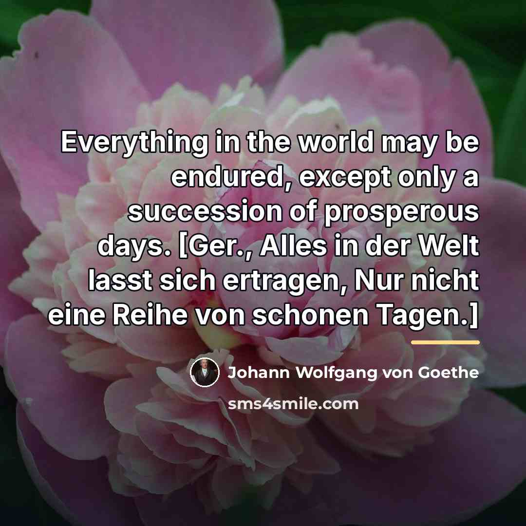“Everything in the world may be endured, except only a…” quote by Johann Wolfgang von Goethe